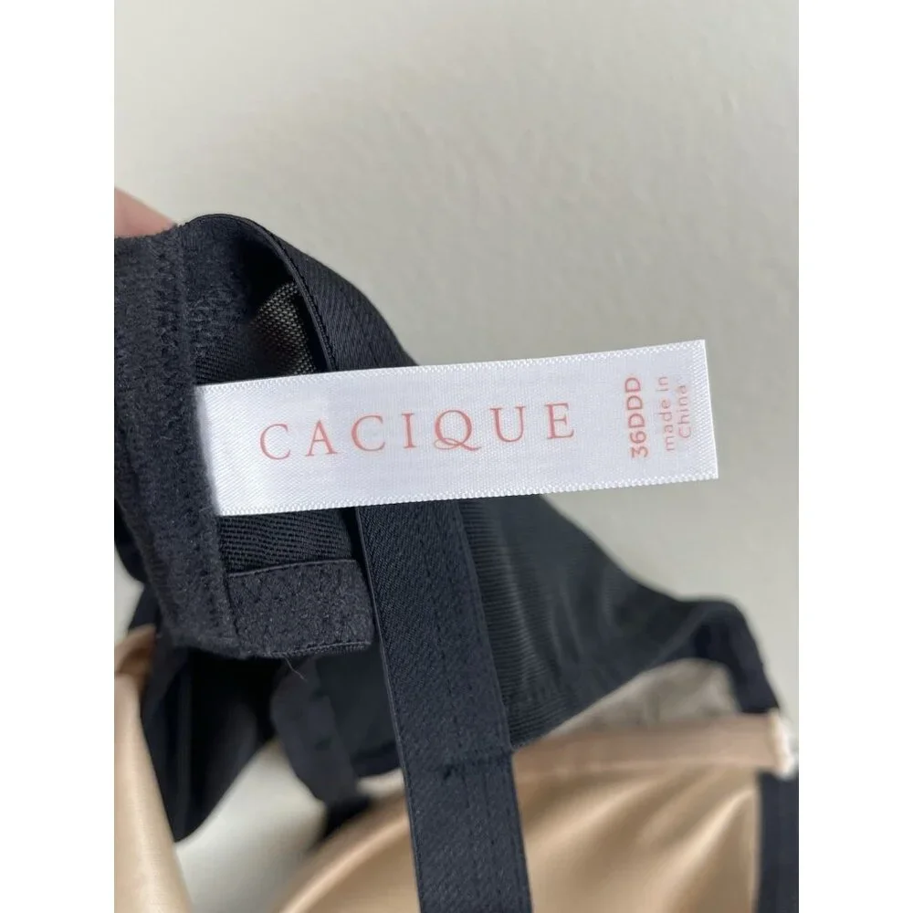 Cacique Black‎ Lace Bra Underwire Full Coverage 36DDD